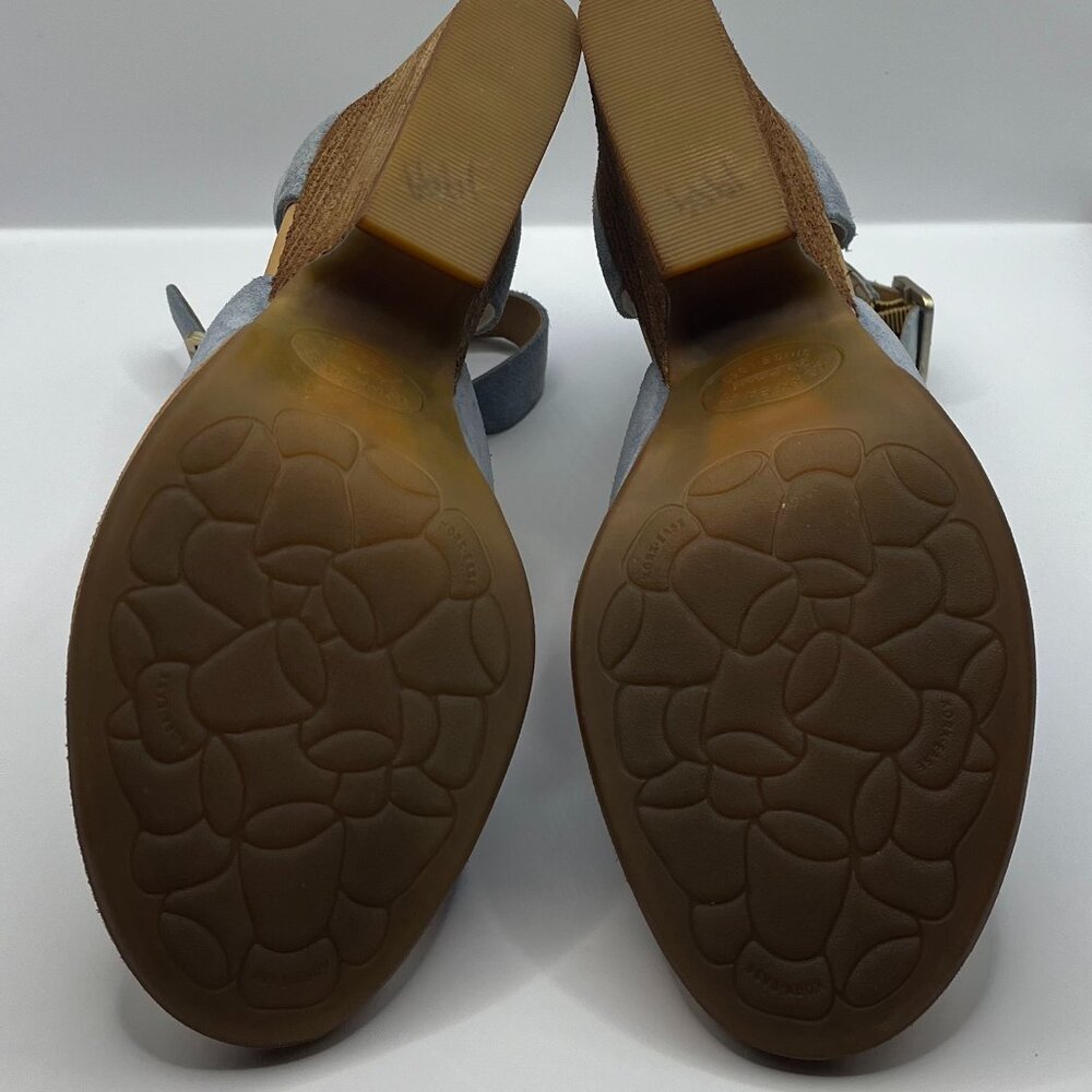 Kork-Ease Blue/Gray Suede Ankle Strap Heels - Picture 5 of 6